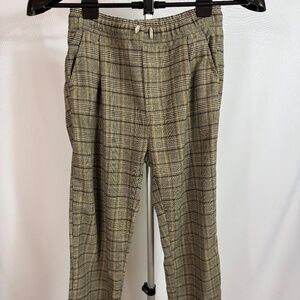 Zara Girls Plaid Pants Brown Tan Elastic Waist Youth 11/12